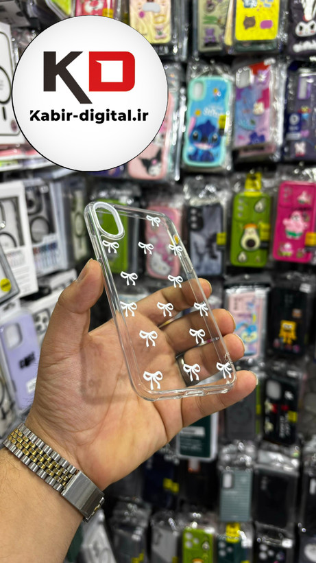 قاب گوشی iPhone Xآیفون لاکچری شفاف لنز کرومی طرح پاپیون مینیمال سفید