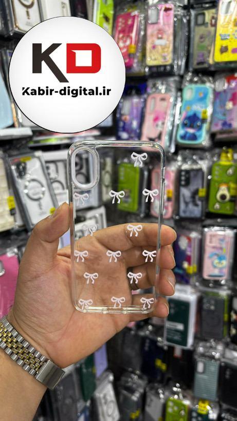 قاب گوشی iPhone Xآیفون لاکچری شفاف لنز کرومی طرح پاپیون مینیمال صورتی