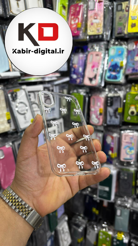 قاب گوشی iPhone Xآیفون لاکچری شفاف لنز کرومی طرح پاپیون مینیمال صورتی