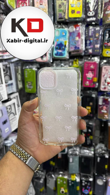 قاب گوشی iPhone 11 آیفون لاکچری شفاف لنز کرومی طرح پاپیون مینیمال صورتی