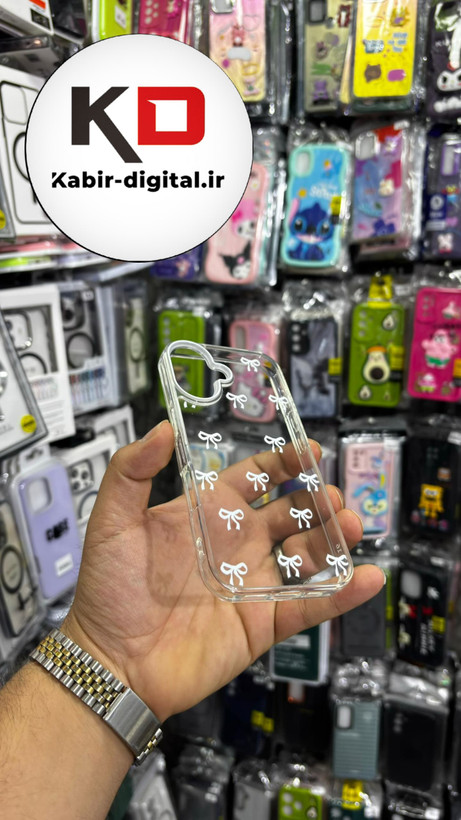 قاب گوشی iPhone 16 آیفون لاکچری شفاف لنز کرومی طرح پاپیون مینیمال سفید