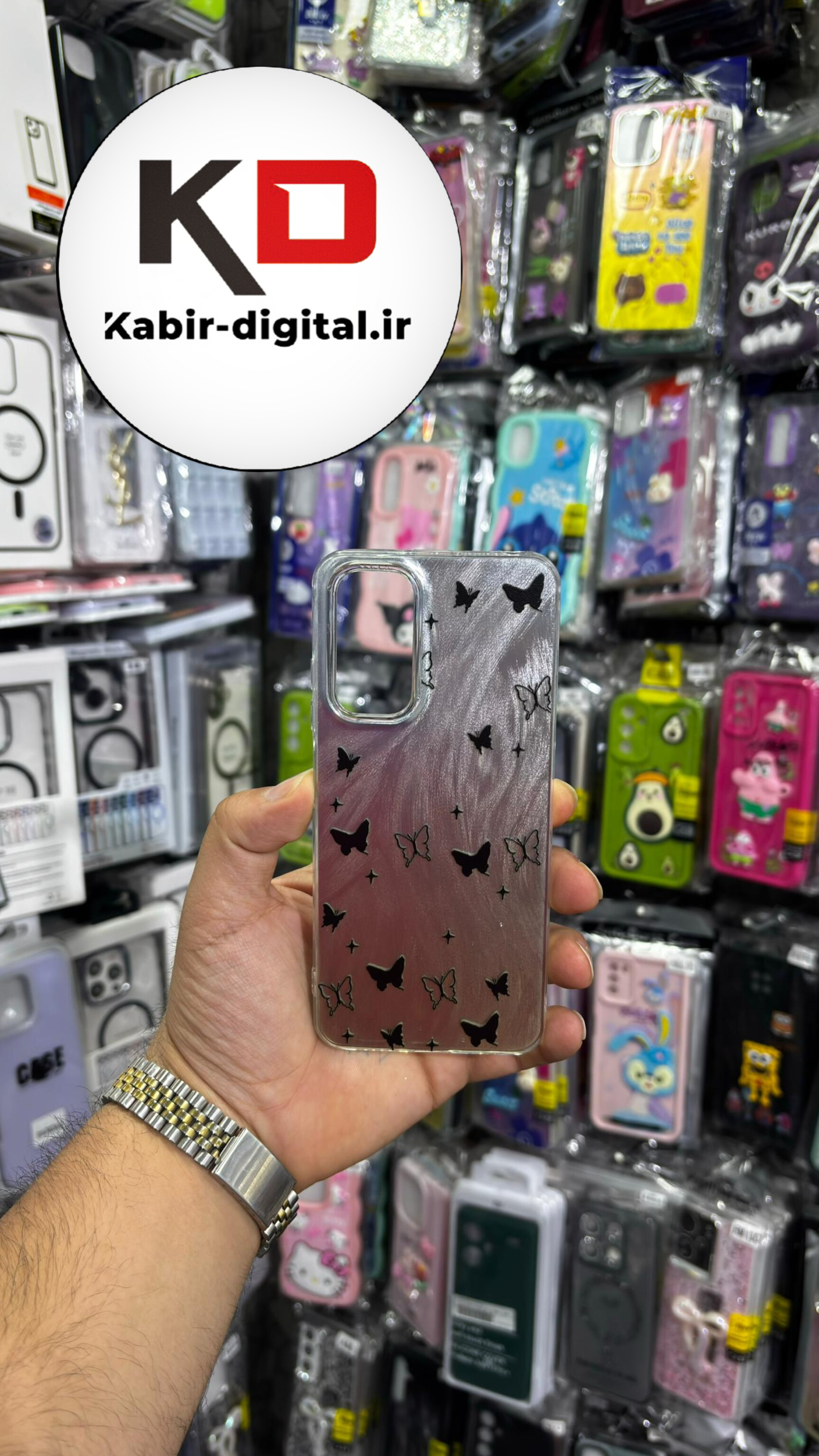 قاب گوشی Note 10 /Note10s/POCO M5sشیائومی موج دار سخت Hard لیزری لاکچری دور شفاف طرح پروانه ایی