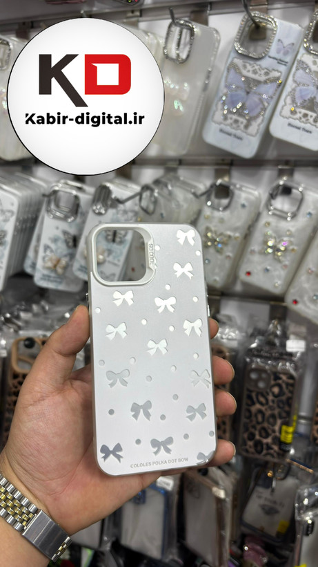 قاب گوشی iPhone 12 Pro Max آیفون اورجینال فانتزی سخت MORE لیزری کرومی طرح پاپیون