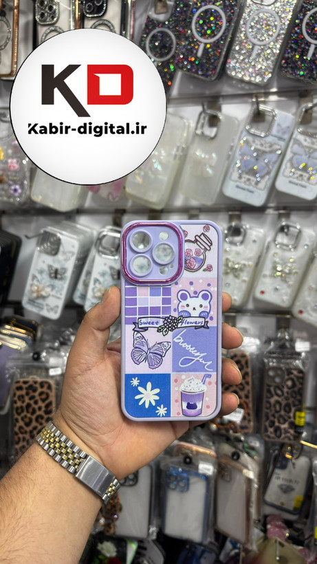 قاب گوشی iPhone 13 Proآیفون طرح سیلیکونی Solid عروسکی برجسته محافظ لنزدار طرح پینترسی بنفش