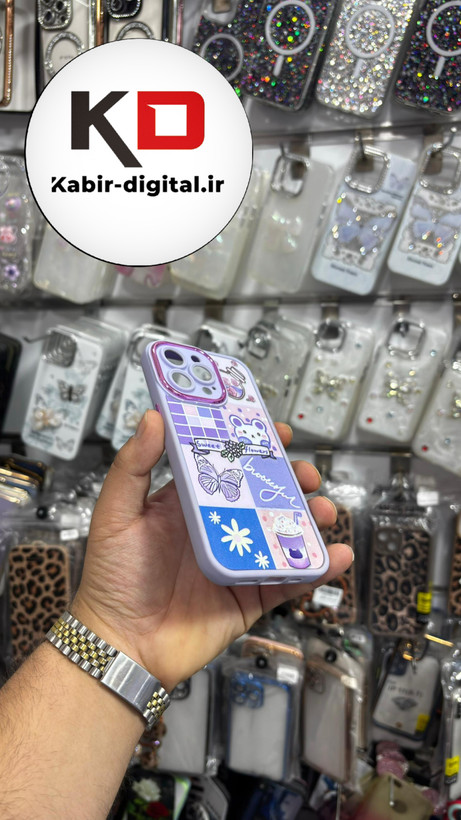 قاب گوشی iPhone 13 Proآیفون طرح سیلیکونی Solid عروسکی برجسته محافظ لنزدار طرح پینترسی بنفش