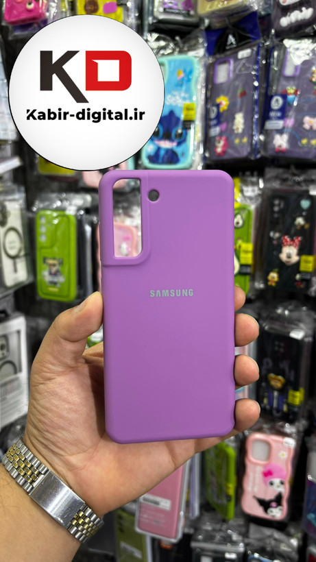قاب گوشی Galaxy S21 FE سامسونگ سیلیکونی اورجینال سورا SORA پاک کنی درجه یک زیربسته بنفش