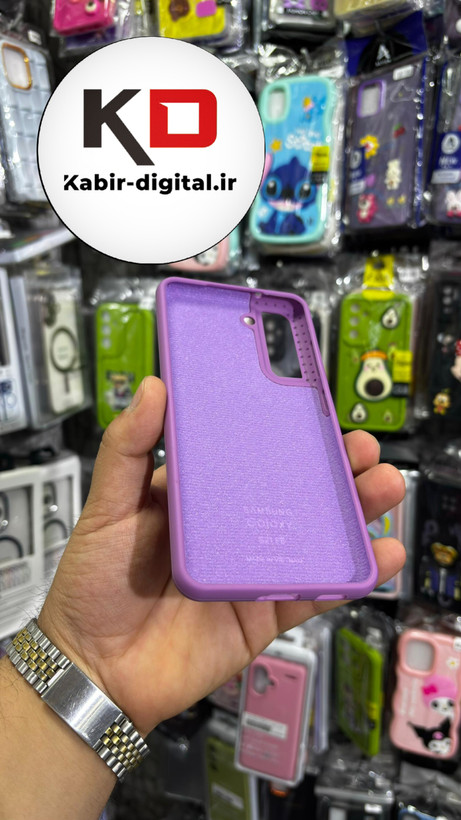 قاب گوشی Galaxy S21 FE سامسونگ سیلیکونی اورجینال سورا SORA پاک کنی درجه یک زیربسته بنفش