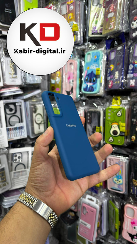 قاب گوشی Galaxy S21 FE سامسونگ سیلیکونی اورجینال سورا SORA پاک کنی درجه یک زیربسته آبی کاربنی