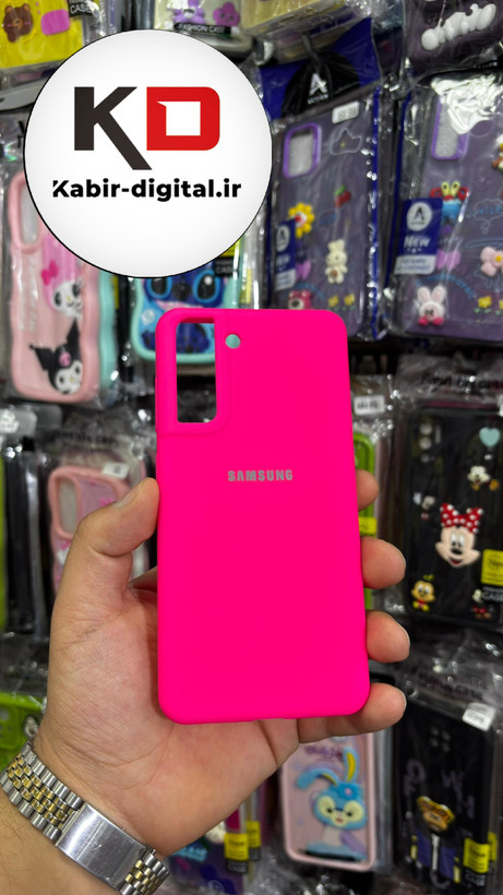 قاب گوشی Galaxy S21 FE سامسونگ سیلیکونی اورجینال سورا SORA پاک کنی درجه یک زیربسته صورتی فانتزی