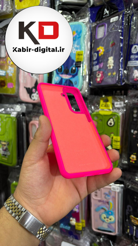 قاب گوشی Galaxy S21 FE سامسونگ سیلیکونی اورجینال سورا SORA پاک کنی درجه یک زیربسته صورتی فانتزی