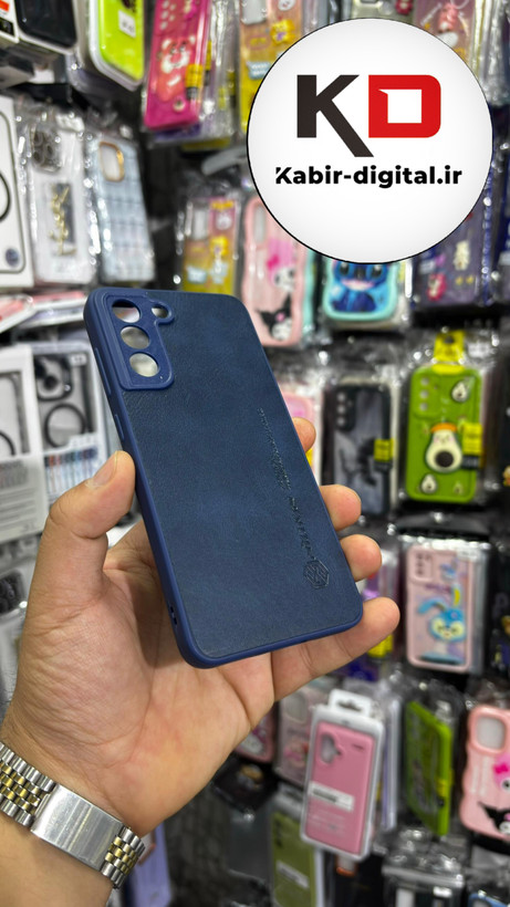 قاب گوشی Galaxy S21 FE سامسونگ نیلکین NILLKIN سوزنی چرمی محافظ لنز دار سرمه ایی
