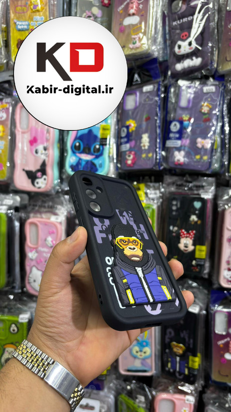 قاب گوشی Galaxy S23 FE سامسونگ طرح سیلیکونی ژله ای سولید SOLID سه بعدی برجسته عروسکی میمون محافظ لنزدار
