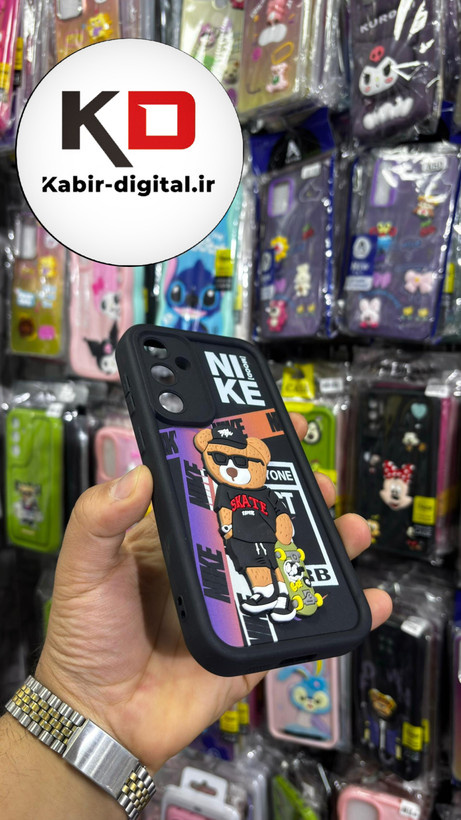 قاب گوشی Galaxy S23 FE سامسونگ طرح سیلیکونی ژله ای سولید SOLID سه بعدی برجسته عروسکی خرسی محافظ لنزدار