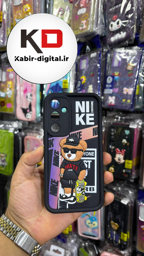 قاب گوشی Galaxy S23 FE سامسونگ طرح سیلیکونی ژله ای سولید SOLID سه بعدی برجسته عروسکی خرسی محافظ لنزدار