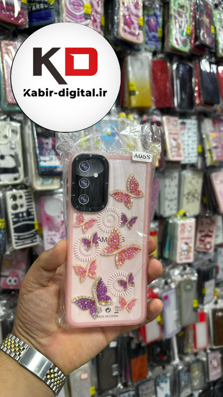 قاب گوشی Galaxy A05s سامسونگ دور مات ایربگ دار طرح پروانه نگین دار