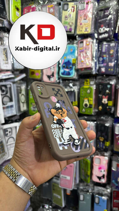 قاب گوشی Galaxy A11/M11 سامسونگ طرح سیلیکونی ژله ای سولید SOLID سه بعدی برجسته عروسکی خرس قهوه ایی محافظ لنزدار