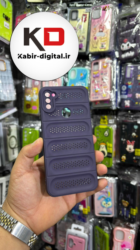 قاب گوشی Galaxy A11/M11 سیلیکونی پافر PC توری زیر بسته محافظ لنز دار بنفش