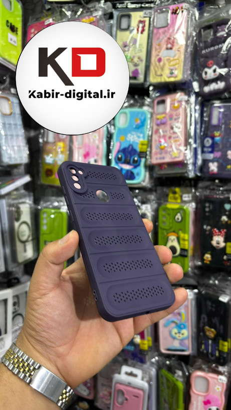 قاب گوشی Galaxy A11/M11 سیلیکونی پافر PC توری زیر بسته محافظ لنز دار بنفش