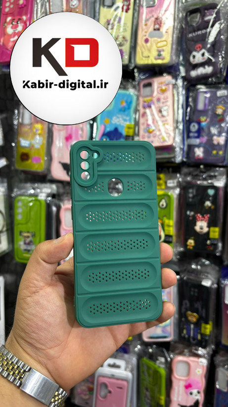 قاب گوشی Galaxy A11/M11 سیلیکونی پافر PC توری زیر بسته محافظ لنز دار سبز