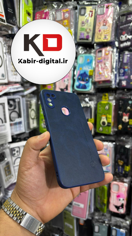 قاب گوشی Galaxy A11/M11 سامسونگ نیلکین NILLKIN سوزنی چرمی محافظ لنز دار سرمه ایی