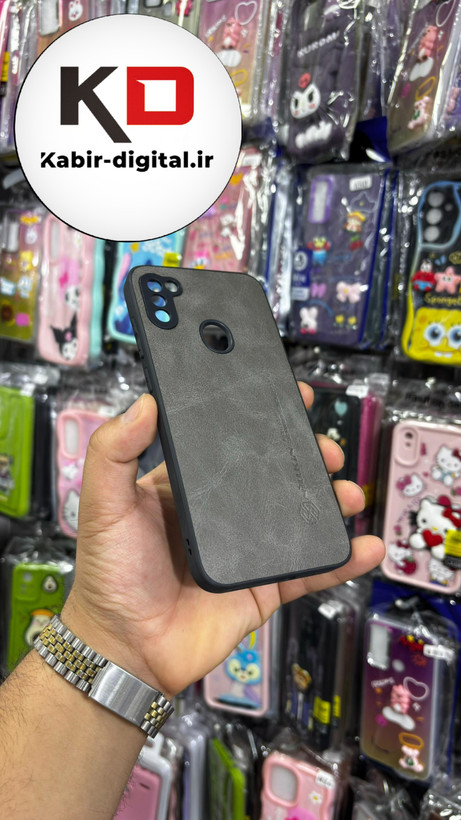 قاب گوشی Galaxy A11/M11 سامسونگ نیلکین NILLKIN سوزنی چرمی محافظ لنز دار خاکستری