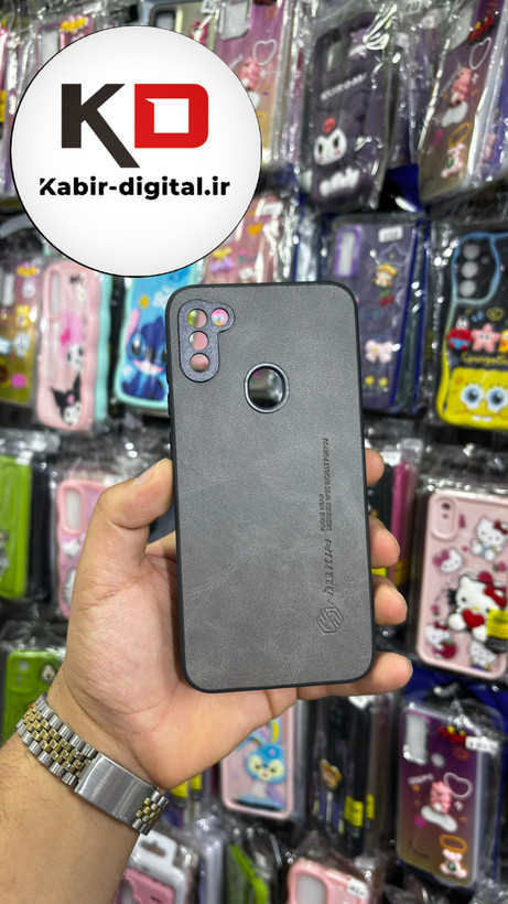 قاب گوشی Galaxy A11/M11 سامسونگ نیلکین NILLKIN سوزنی چرمی محافظ لنز دار خاکستری