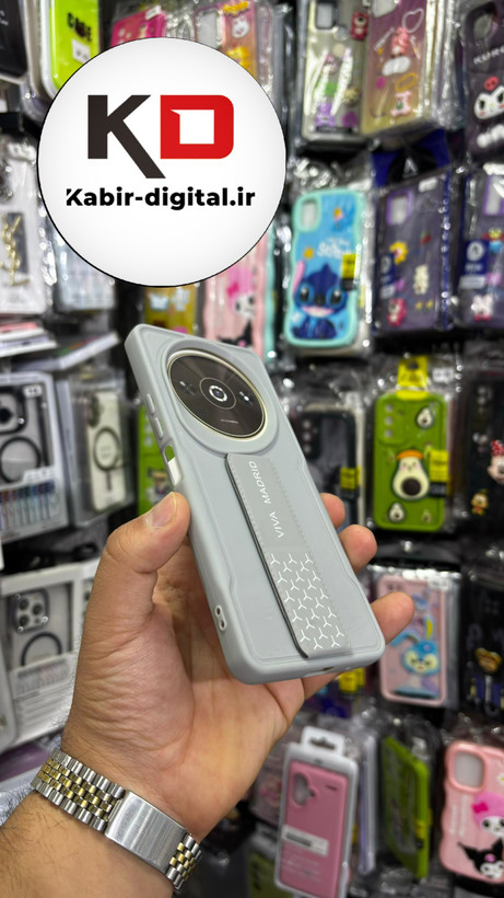 گارد پاپ استند VIVA MADRID قابلیت استند شو رنگ خاکستری مناسب برای قاب گوشی Redmi A3 شیائومی