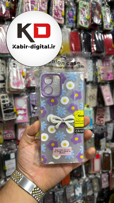 قاب گوشی Galaxy A06سامسونگ Brush Case طرح پاپیون و گل بنفش محافظ لنز دار