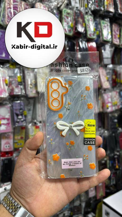 قاب گوشی Galaxy A26/A16سامسونگ Brush Case طرح پاپیون و گل نارنجی محافظ لنز دار