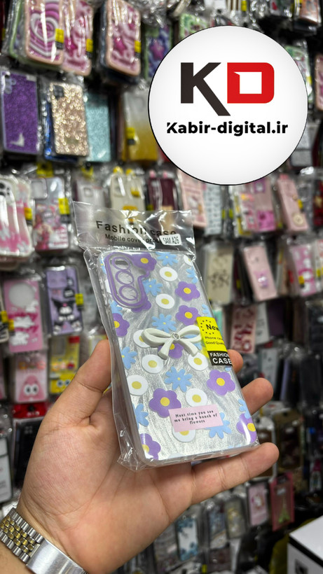قاب گوشی Galaxy A26/A16سامسونگ Brush Case طرح پاپیون و گل بنفش محافظ لنز دار