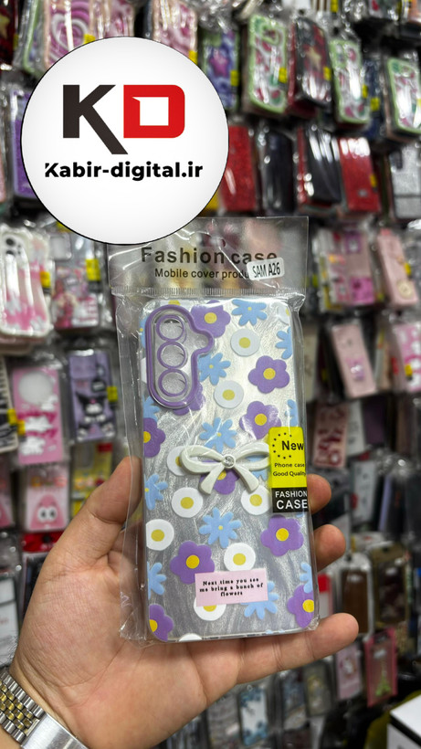 قاب گوشی Galaxy A26/A16سامسونگ Brush Case طرح پاپیون و گل بنفش محافظ لنز دار