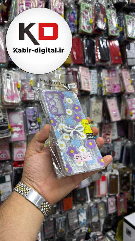 قاب گوشی Galaxy A26/A16سامسونگ Brush Case طرح پاپیون و گل بنفش محافظ لنز دار