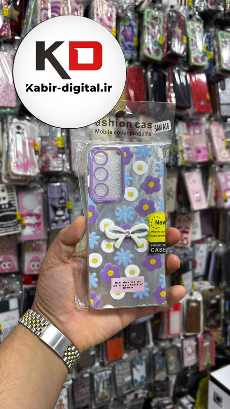 قاب گوشی Galaxy A26/A16سامسونگ Brush Case طرح پاپیون و گل بنفش محافظ لنز دار