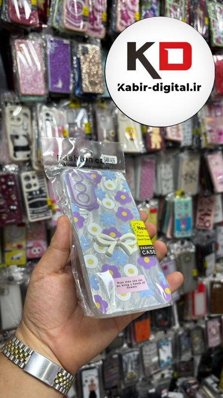 قاب گوشی Galaxy A36سامسونگ Brush Case طرح پاپیون و گل بنفش محافظ لنز دار