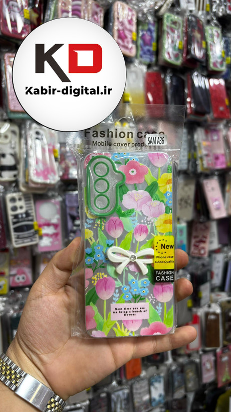 قاب گوشی Galaxy A36سامسونگ Brush Case طرح پاپیون و گل لاله محافظ لنز دار