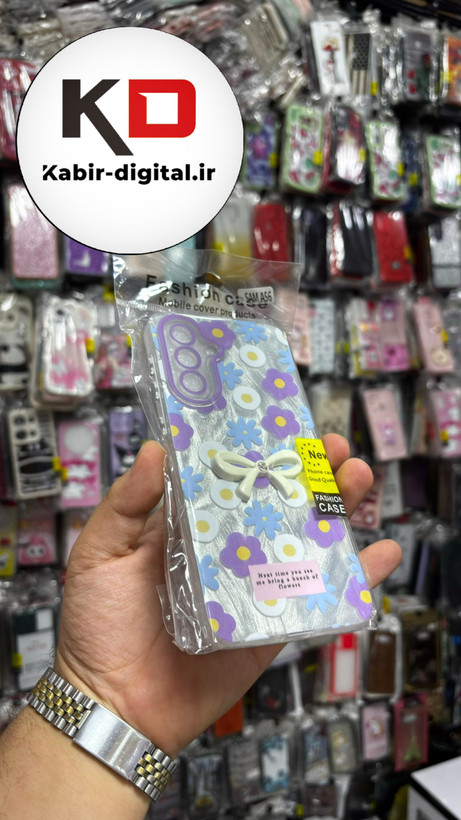 قاب گوشی Galaxy A56سامسونگ Brush Case طرح پاپیون و گل بنفش محافظ لنز دار