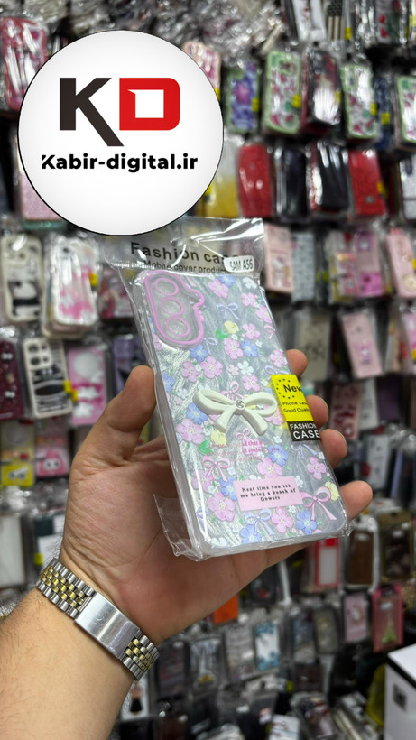 قاب گوشی Galaxy A56سامسونگ Brush Case طرح پاپیون و گل صورتی محافظ لنز دار