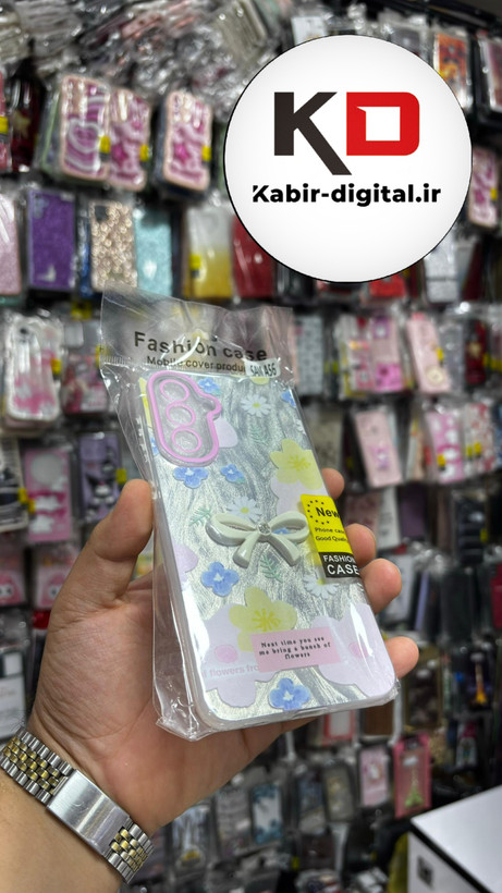 قاب گوشی Galaxy A56سامسونگ Brush Case طرح پاپیون و گل صورتی محافظ لنز دار