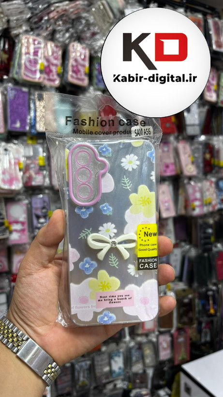 قاب گوشی Galaxy A56سامسونگ Brush Case طرح پاپیون و گل صورتی محافظ لنز دار