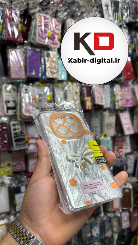 قاب گوشیRedmi Note 14 Pro 4Gشیائومی Brush Case طرح پاپیون و گل نارنجی محافظ لنز دار