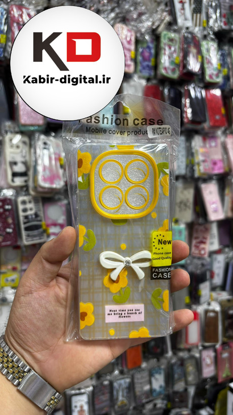 قاب گوشیRedmi Note 14 Pro 4Gشیائومی Brush Case طرح پاپیون و گل زرد محافظ لنز دار