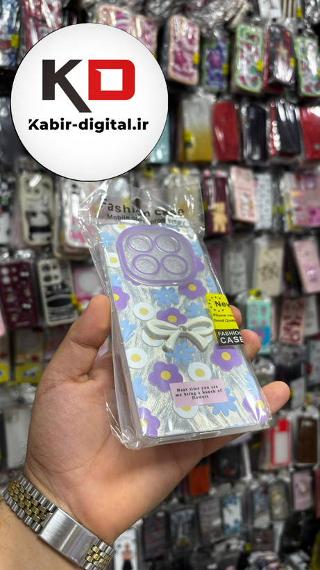 قاب گوشیRedmi Note 14 Pro 4Gشیائومی Brush Case طرح پاپیون و گل بنفش محافظ لنز دار