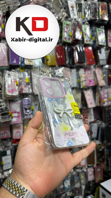 قاب گوشیRedmi Note 14 4Gشیائومی Brush Case طرح پاپیون و گل صورتی محافظ لنز دار
