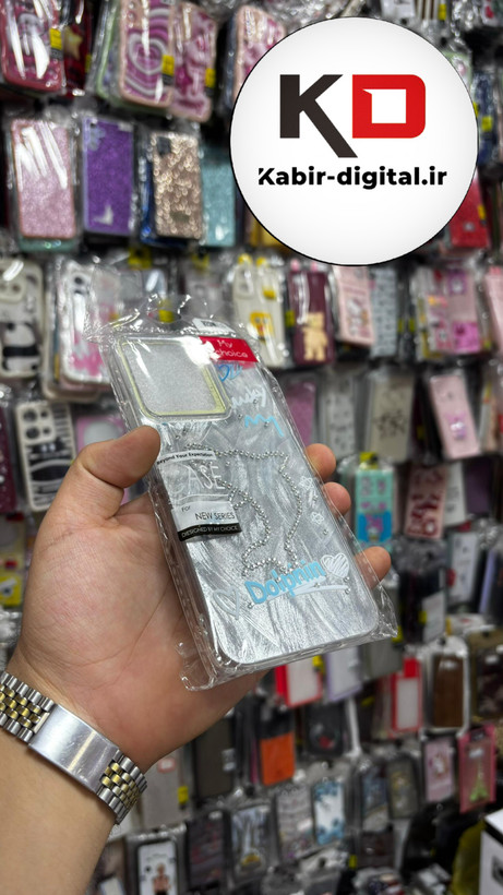 قاب گوشیRedmi 13 شیائومی موج دار سخت Hard لیزری لاکچری کیس نگین دار دور شفاف طرح دلفین