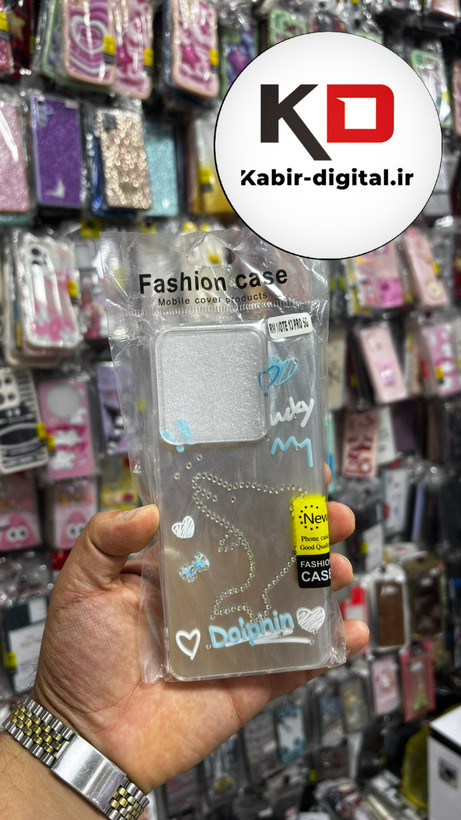 قاب گوشیRedmi Note 13 Pro 5G شیائومی موج دار سخت Hard لیزری لاکچری کیس نگین دار دور شفاف طرح دلفین