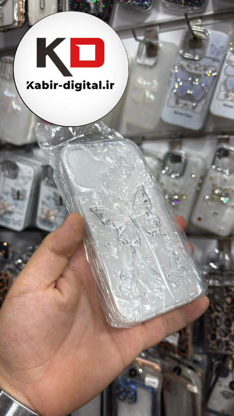 قاب گوشی iPhone 16/16 Pro/16 Pro Max آیفون ماربل لاکچری ژله ای طرح پروانه