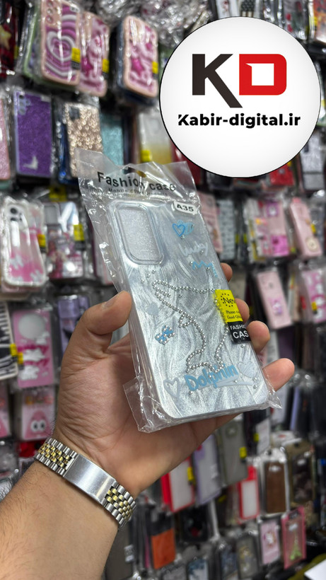 قاب گوشی Galaxy A35/55 سامسونگ موج دار سخت Hard لیزری لاکچری کیس نگین دار دور شفاف طرح دلفین