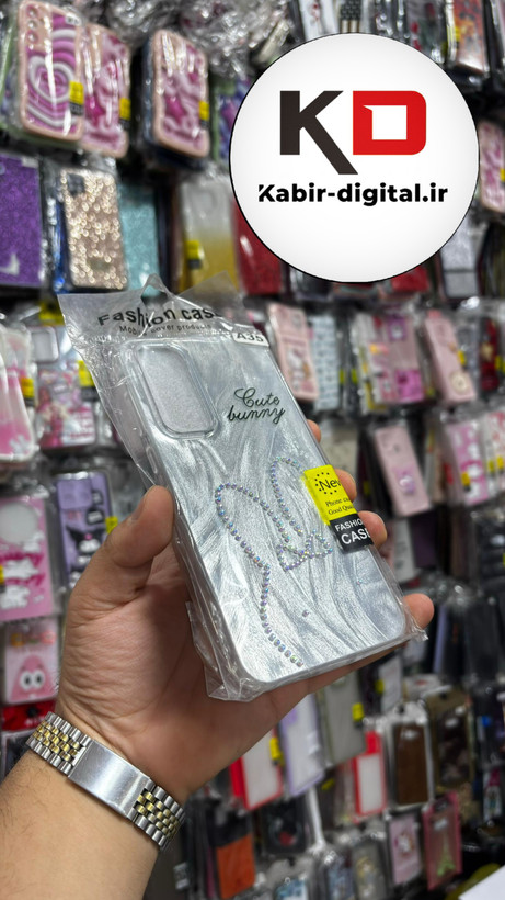 قاب گوشی Galaxy A35/55 سامسونگ موج دار سخت Hard لیزری لاکچری کیس نگین دار دور شفاف طرح خرگوش