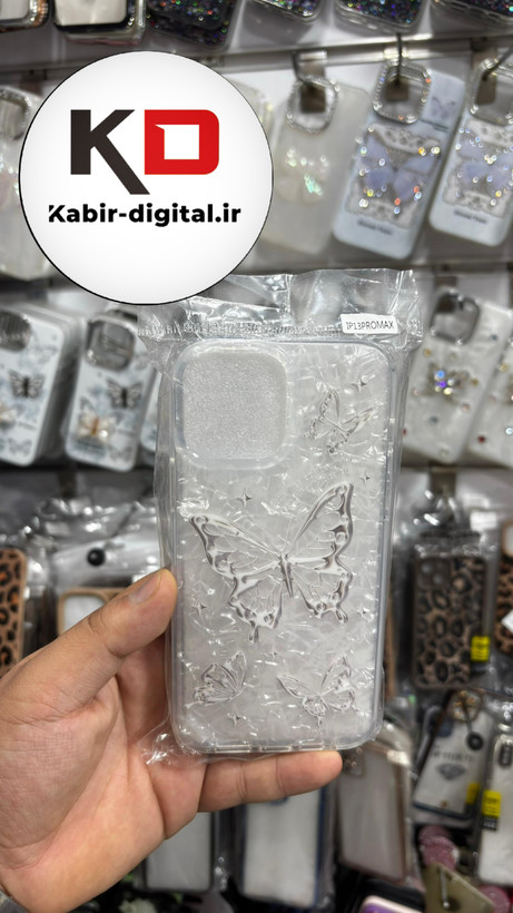 قاب گوشی iPhone 13 Pro/13 Pro Max آیفون ماربل لاکچری ژله ای طرح پروانه