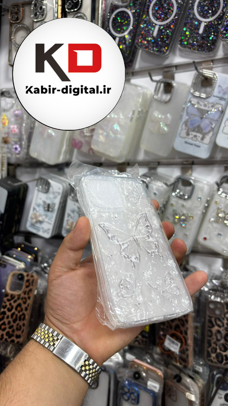 قاب گوشی iPhone 13 Pro/13 Pro Max آیفون ماربل لاکچری ژله ای طرح پروانه